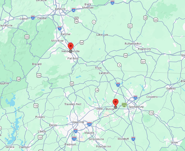Upstate South Carolina and Western North Carolina